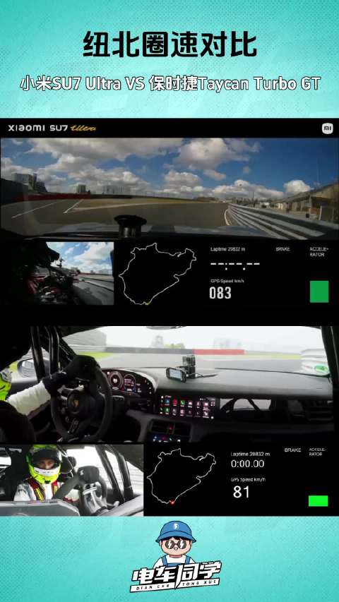 小米SU7 Ultra与保时捷Taycan Turbo GT纽北圈速对比
