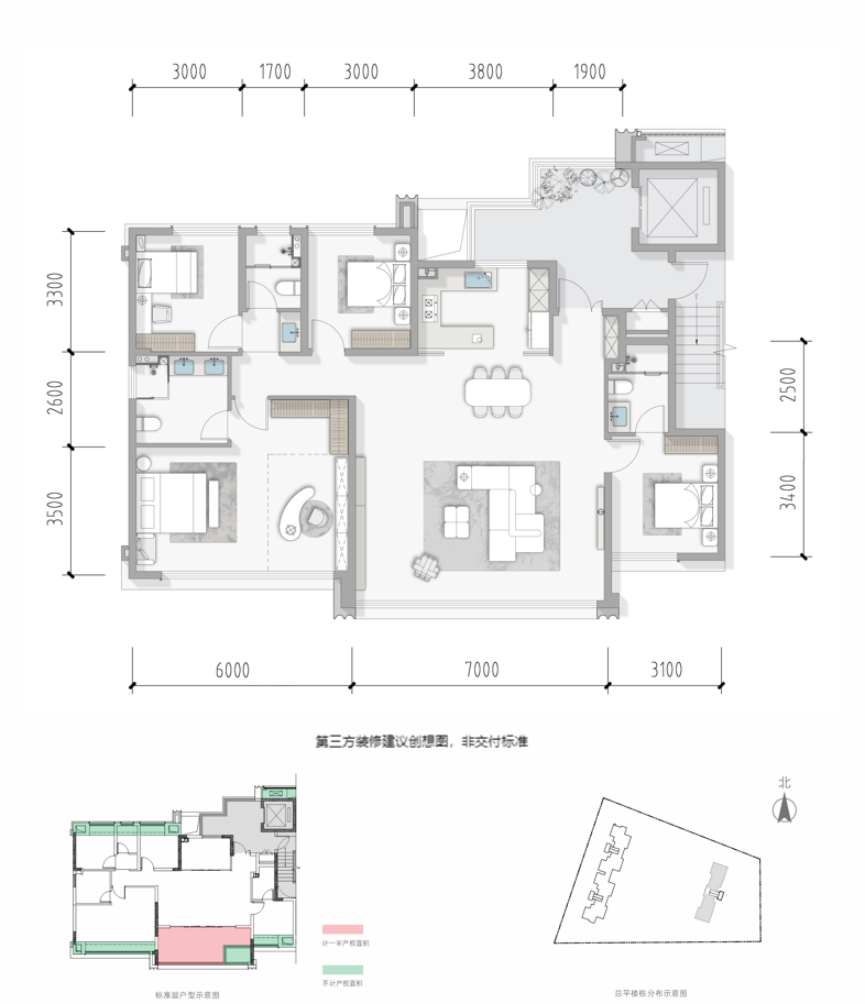 建筑面积约140㎡户型示意图