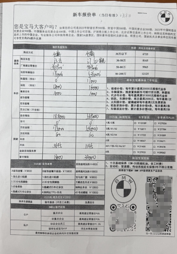(4S店员工向本报记者展示的三种分期报价单 来源:21世纪经济报道记者拍摄)