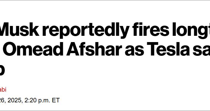 由于特斯拉销量下滑，马斯克解雇副总裁