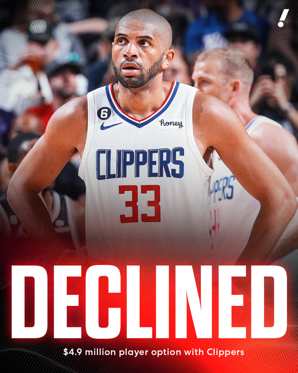 巴图姆拒绝490万选项：有望续约留守快船 计划征战18年后退役