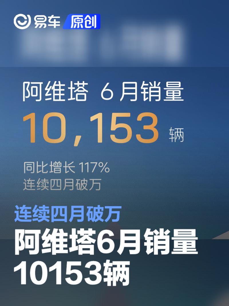 阿维塔6月销量10153辆 连续四月破万