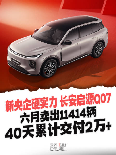 新央企硬实力，长安启源Q07六月卖出11414辆，40天累计交付2万+