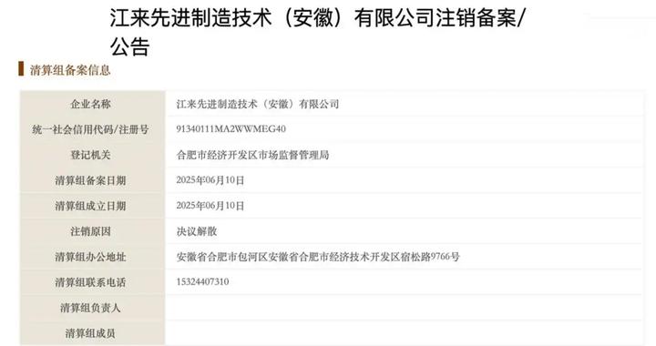 告别“代工”合作模式，蔚来江淮合资公司进入注销程序