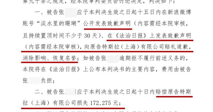 二审维持原判！特斯拉车展“维权”当事人被判道歉并赔偿