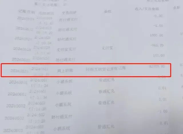 圖為轉賬記錄
