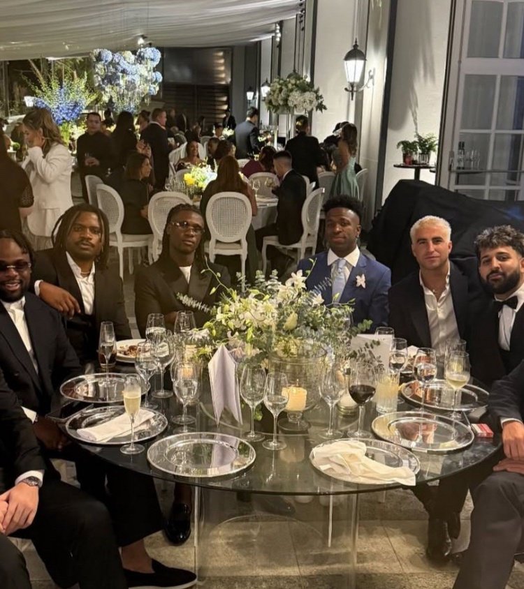 米利唐昨日举办婚礼，维尼修斯、罗德里戈、卡马文加出席