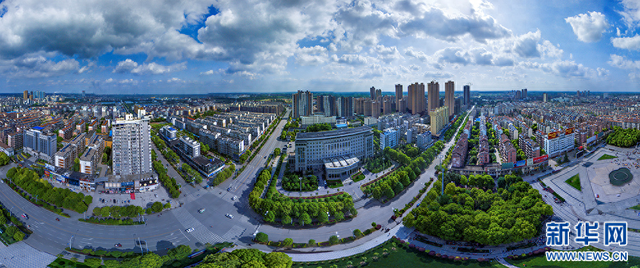 图为鸟瞰应城市城区。新华网发李鸿飞摄