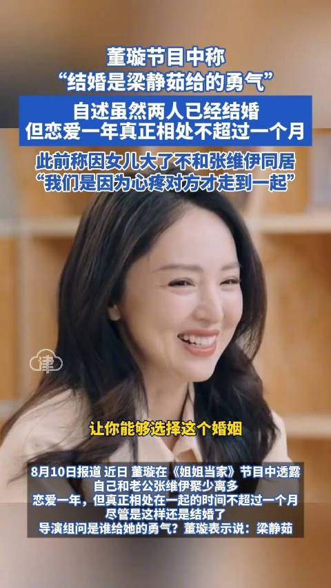 董璇说结婚是梁静茹给的勇气 自述恋爱一年真正相处不超过一个月