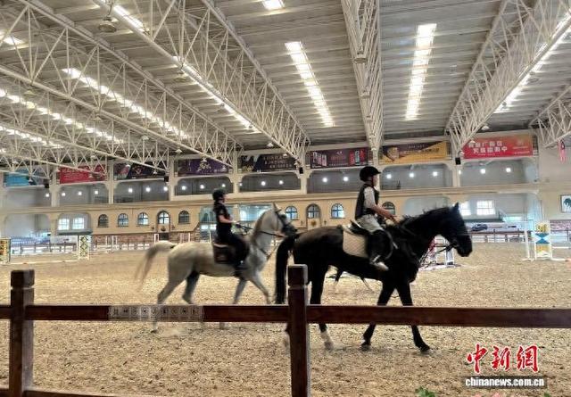 游客学习马术。王钰 摄