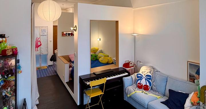 佛山女生晒出35㎡“一字形”蜗居，用半墙隔断大通间，独居太爽了