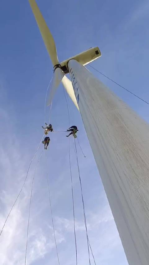 风力发电机保养，这高度给一万我都不敢上去