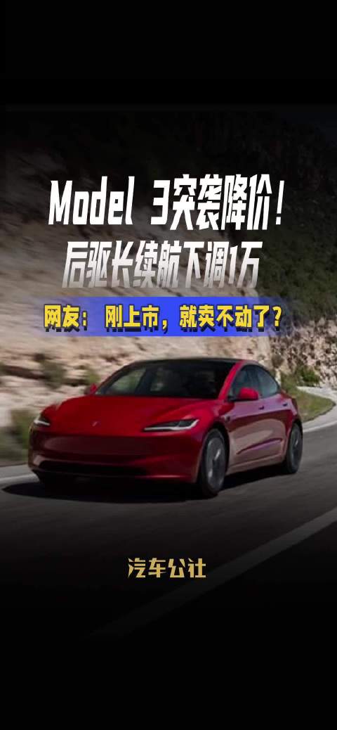 Model 3突袭降价！ 后驱长续航下调1万 网友： 刚上市，就卖不动了？