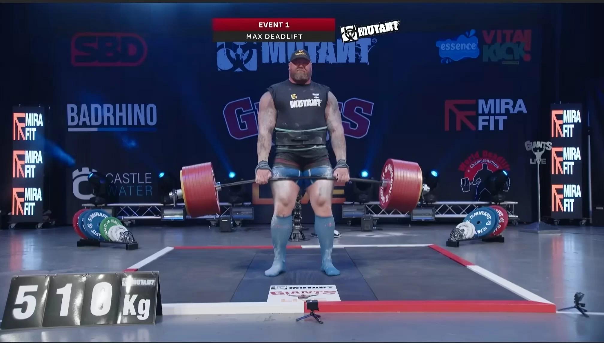 《权力的游戏》“魔山”扮演者举起510公斤，再破硬拉世界纪录