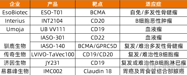 国内外慢病毒路线代表企业(资料来源:动脉网不完全统计)
