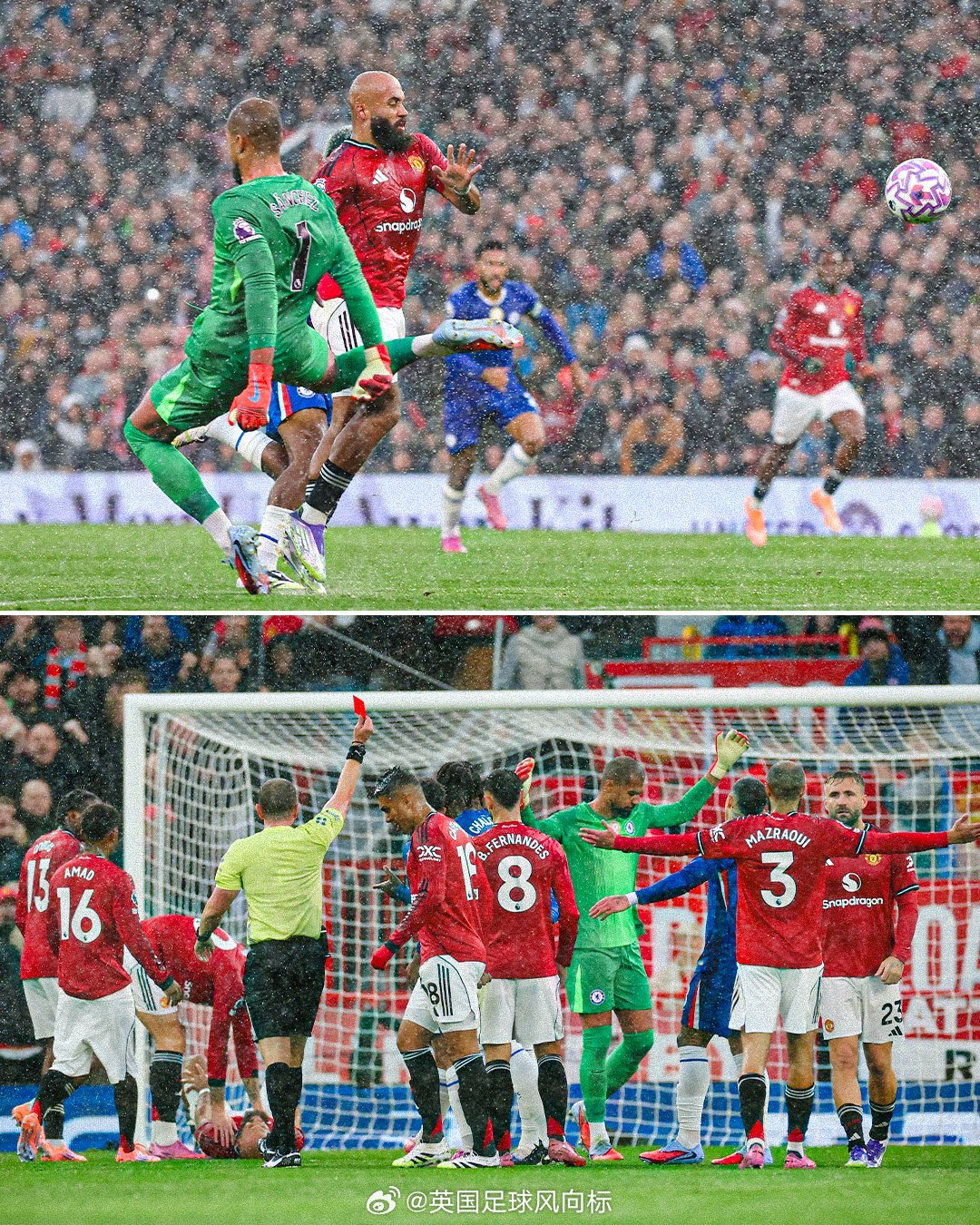 曼联2比1切尔西，桑切斯红牌引关注