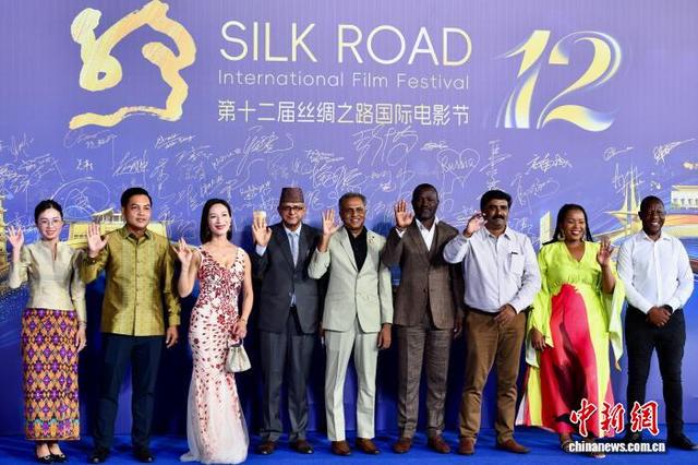图为丝绸之路沿线国家电影工作者亮相红毯。中新社记者 王东明 摄