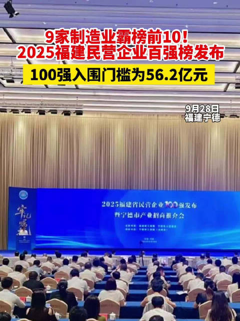 9家制造业霸榜前10！2025福建民营企业百强榜在宁德发布