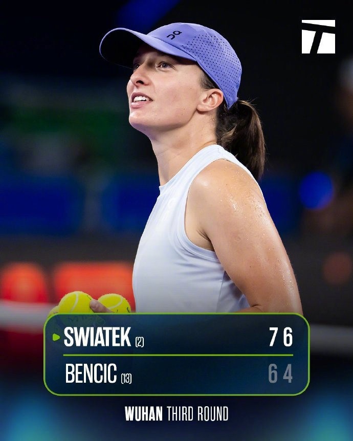 斯瓦泰克击败本西奇首进武网八强，将战保利尼