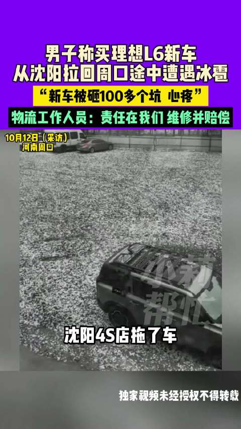 男子新车未开被冰雹砸100多坑 理想：出了交付中心就算交付
