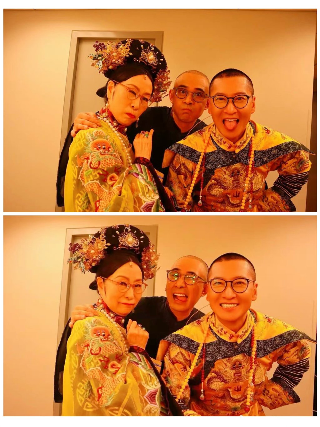 奚美娟、周杰和贾一平在后台合影