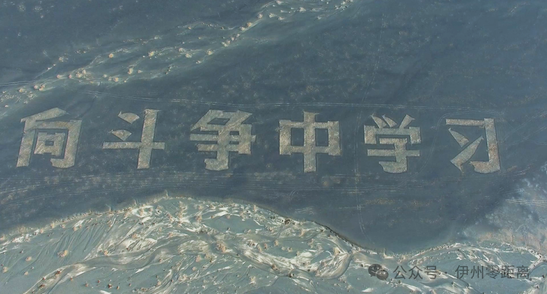 巨型航標大字——「向鬥爭中學習」航空拍攝。融媒體中心記者 郭子毅攝
