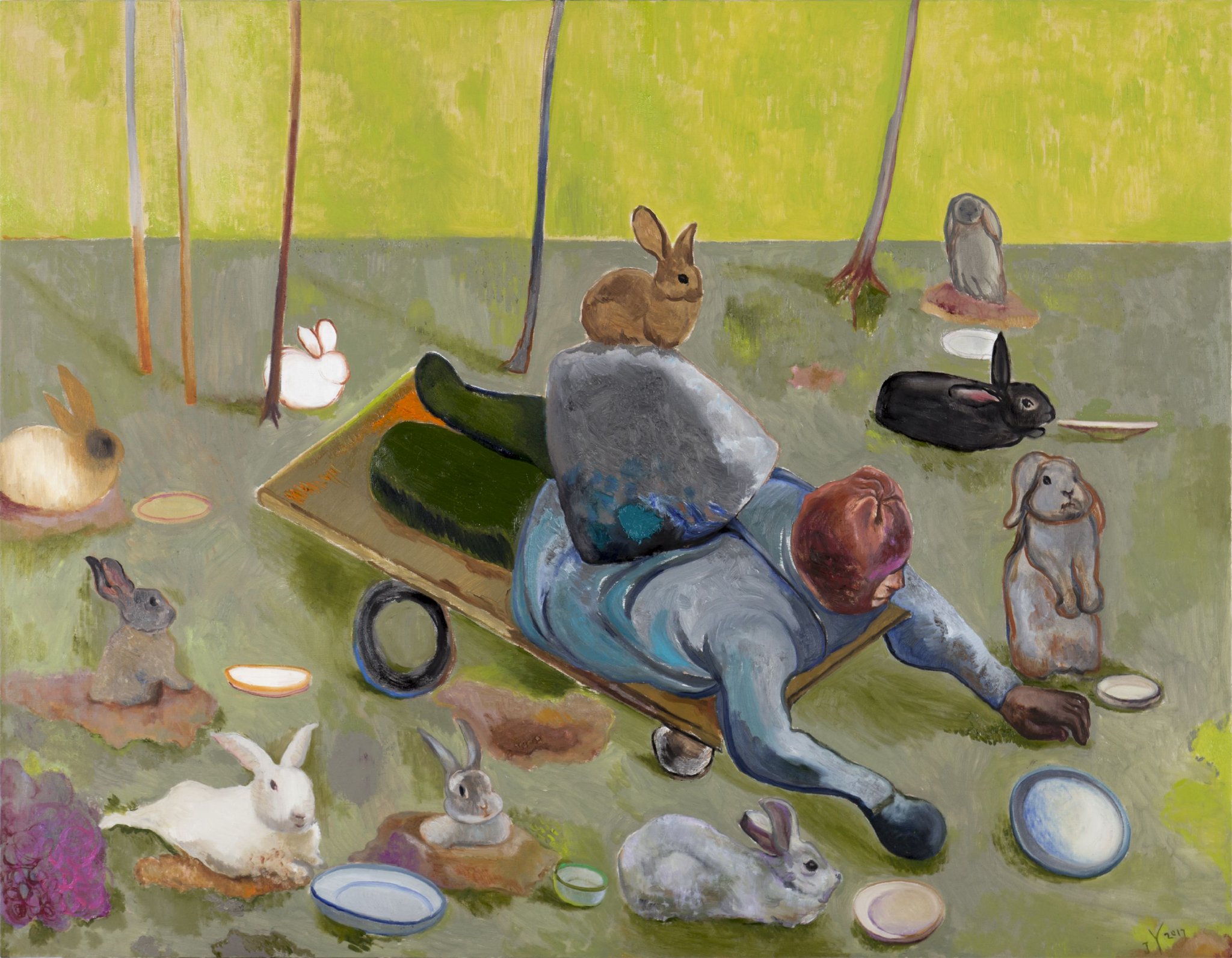 段建宇，《一個好漢》，2017年，布面油彩，140×180cm。 圖片由藝術家和維他命藝術空間提供