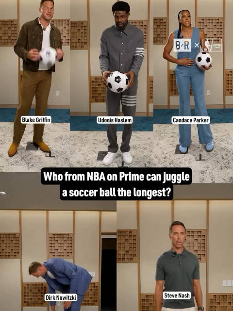 NBA球员足球颠球大比拼，纳什是专业的