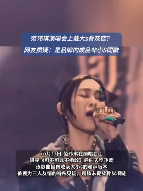 范玮琪演唱会上戴大s骨灰链引争议？