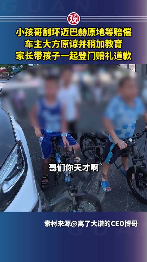 车主大方原谅并稍加教育，家长带孩子一起登门赔礼道歉