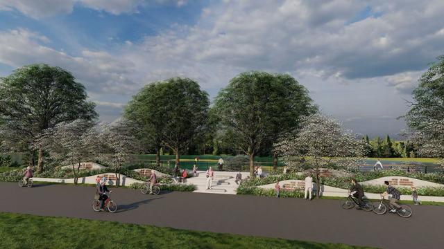 永定河左岸堤防新建慢行系统效果图