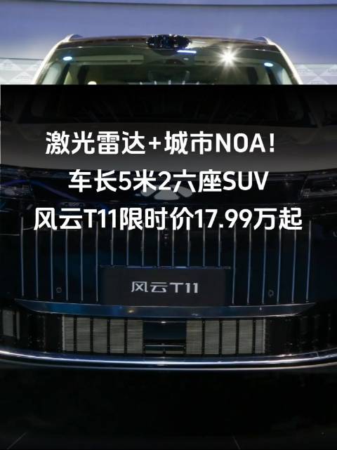 激光雷达+城市NOA！车长5米2六座SUV，风云T11限时价17.99万起
