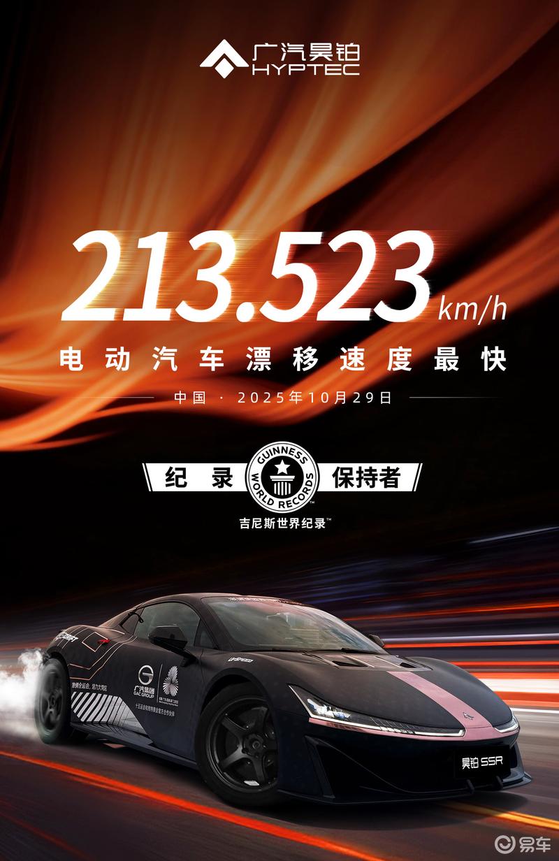 广汽昊铂SSR刷新电车漂移最高时速世界纪录 成绩213.523km/h