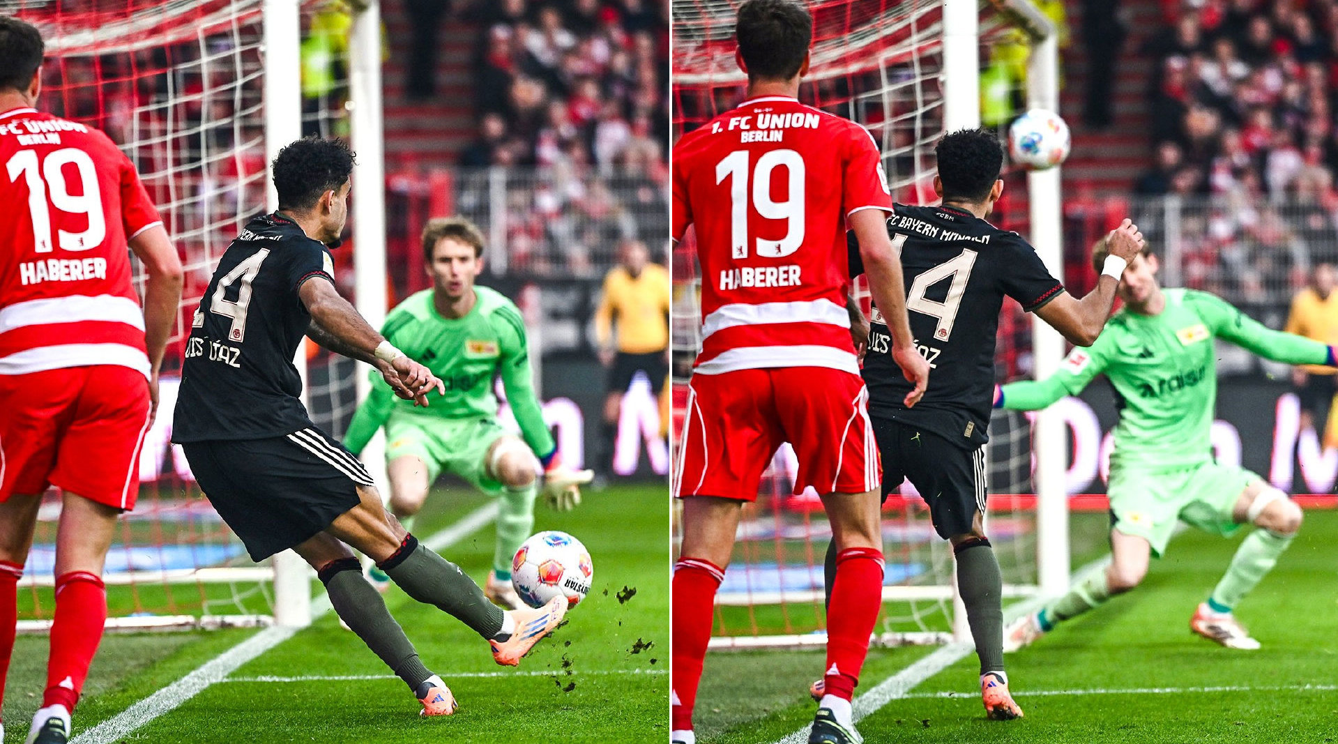 迪亚斯零角度抽射破门助拜仁领先柏林联