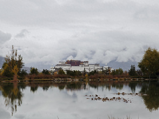 雨天的布达拉宫云雾环绕，又是一番不同的美景。本文图除署名外均为澎湃新闻记者 高宇婷 图