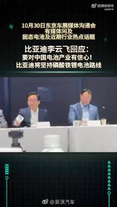 李云飞：比亚迪将坚持磷酸铁锂电池路线