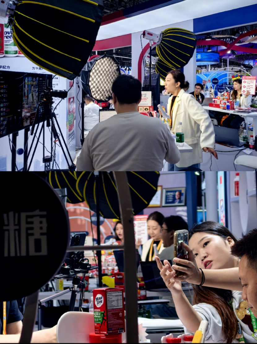 第八屆進博會現場隨處可見「店播」，線上線下聯動。新京報貝殼財經記者俞金旻 攝