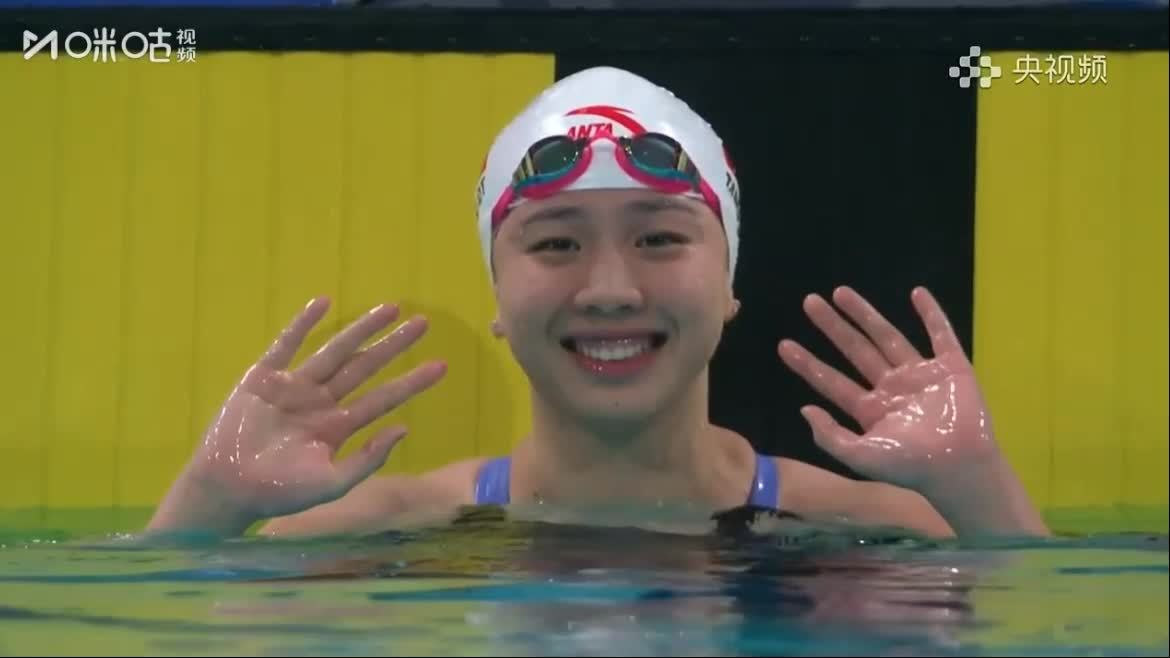 唐钱婷全运会100米蛙泳夺冠，杨畅亚军宋梓欣季军