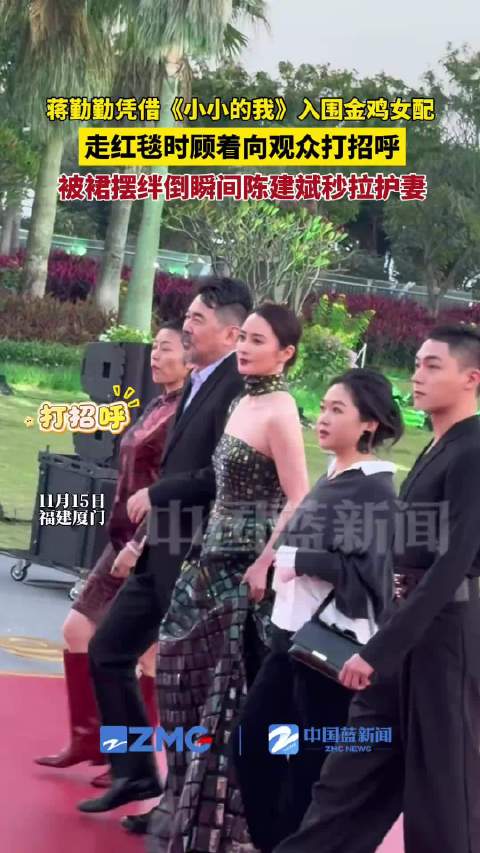 蒋勤勤入围金鸡女配走红毯绊倒，陈建斌秒护妻