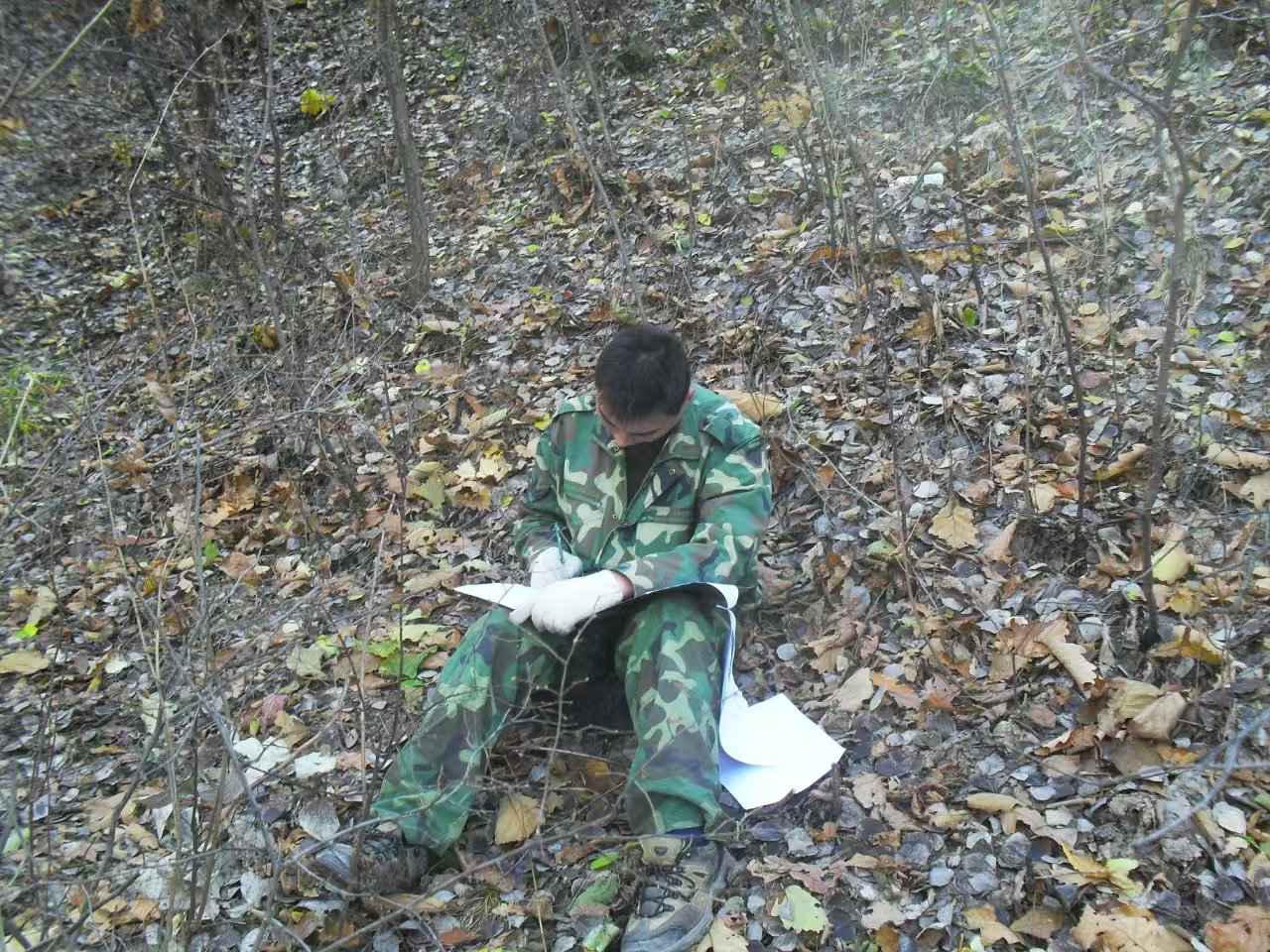 2009年1月，李建亮在山林進行森林資源調查。受訪者供圖