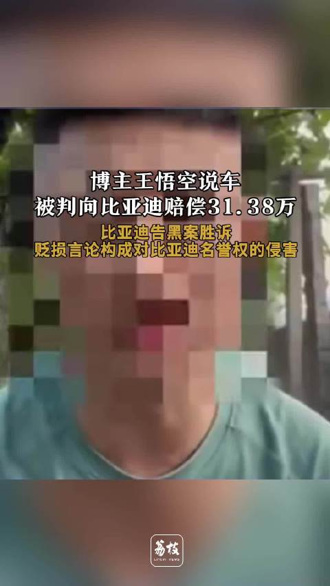 王悟空说车败诉判赔比亚迪31.38万比亚迪名誉权侵权案胜诉