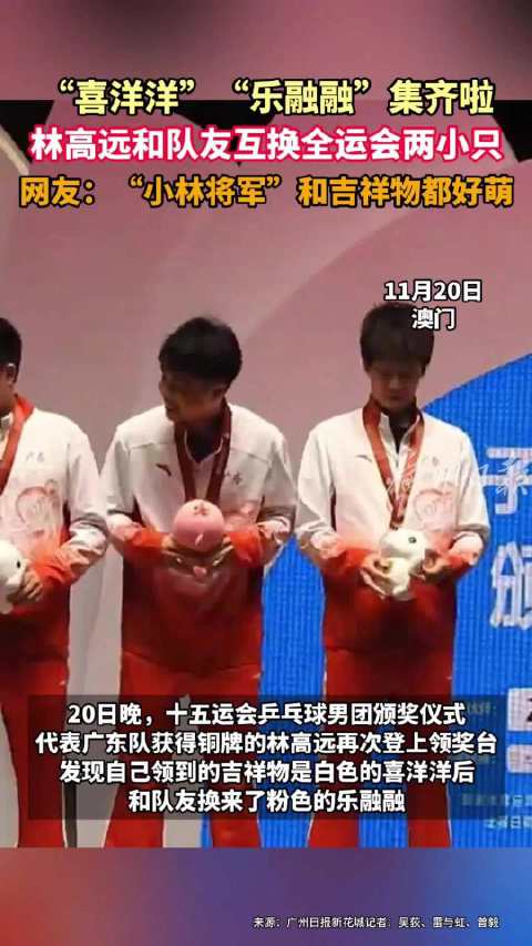 可可爱爱！林高远和队友互换吉祥物集齐一对，全运会是一场大型吉祥物集换盛会