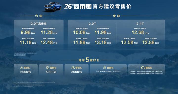 9.98万元起  2026款长城炮焕新上市