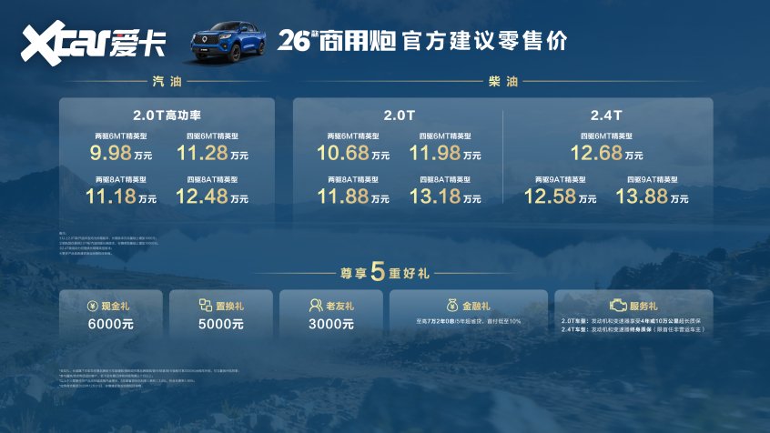 实力再进阶！2026款长城炮焕新上市9.98万元起