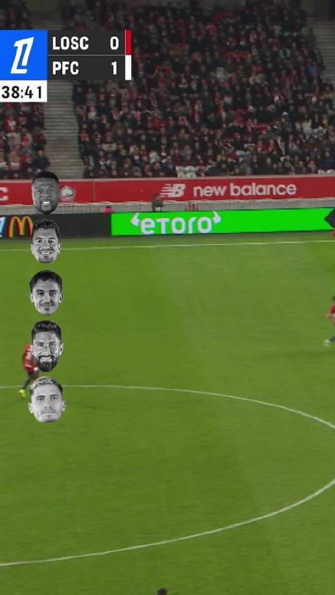 里尔5位球员传导配合完成进球，姆本巴穆尼耶萨赫拉维吉鲁佩罗参与