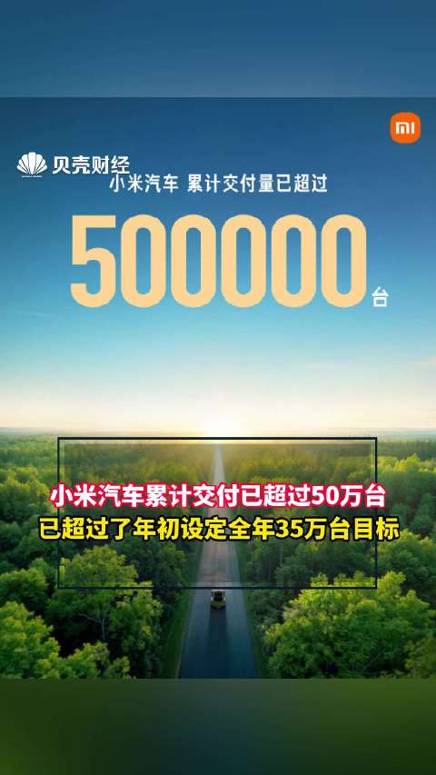 小米汽车累计交付已超过50万台