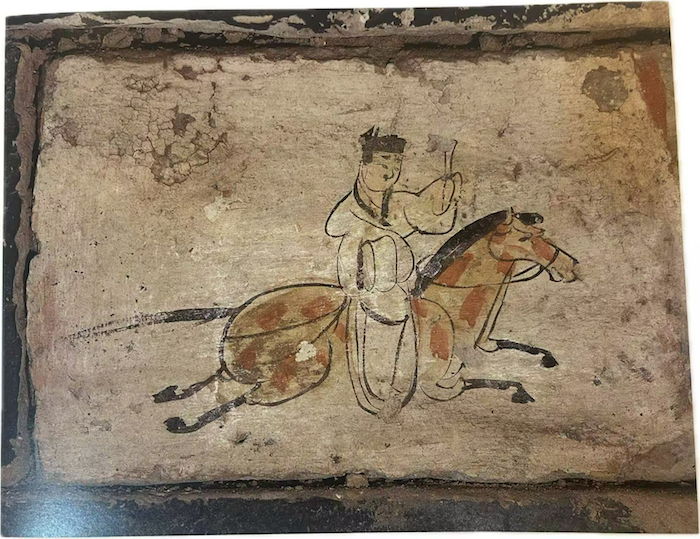 图9 甘肃省博物馆藏彩绘驿使图画像砖