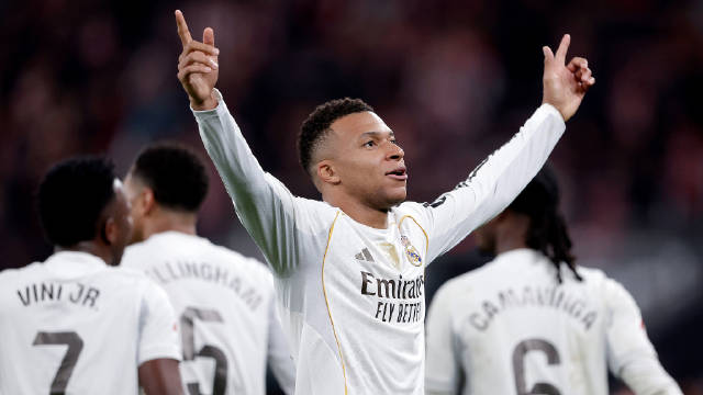 皇马客场3比0胜毕尔巴鄂竞技，姆巴佩两射一传