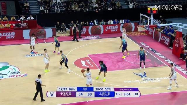 久违了！上海男篮通过配合找到底线埋伏的王哲林，王哲林完成双手重扣！