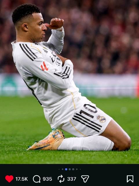 姆巴佩2025年62球并列世纪第四，有望刷新纪录